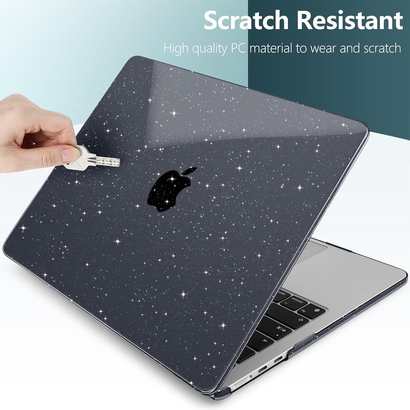 DONGKE Compatible with MacBook Air 13.6 inch Case M4 M3 M2 2025 2024 2023 2022 A3240 A3113 A2681, Glitter Bling Plastic Hard Shell & Keyboard Cover for MacBook Air M4 13 inch Case, Sparkly Black - Image 3